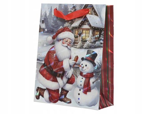 Torba Prezentowa Świąteczna Mikołaj bałwan 12x30x42 cm