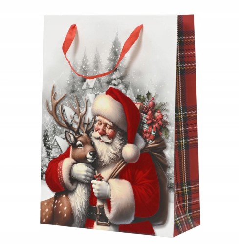 Torba prezentowa świąteczna czerwona mikołaj 8x18x24cm 1szt