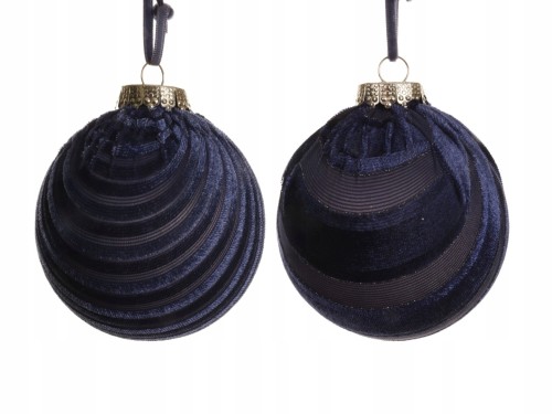 Bombka choinkowa plastikowa granatowa welurowa 8cm 1szt