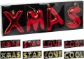 Bombki świąteczne litery 4 szt. XMAS STAR LOVE COOL złote i czerwone