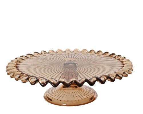 Patera szklana okrągła na nóżce elegancka vintage 25cm