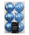 Zestaw 6 bombek choinkowych plastikowe 8cm niebieskie baby blue mat połysk