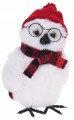Figurka świąteczna na półkę sowa biała 18 cm