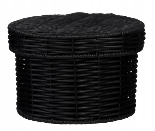 Kosz do przechowywania wiklinowy okrągły z pokrywką 17x30 cm czarny