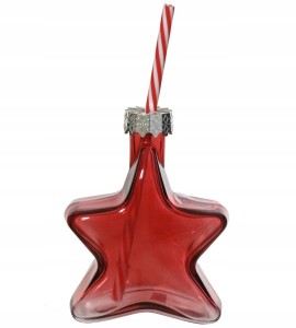 Kubek świąteczny ze słomką szklany gwiazda czerwony zielony 300ml 1szt