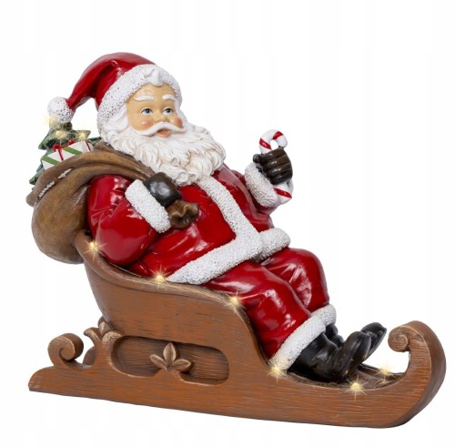 Figurka Świąteczna tworzywo sztuczne Święty Mikołaj czerwony LED 22 cm 1szt
