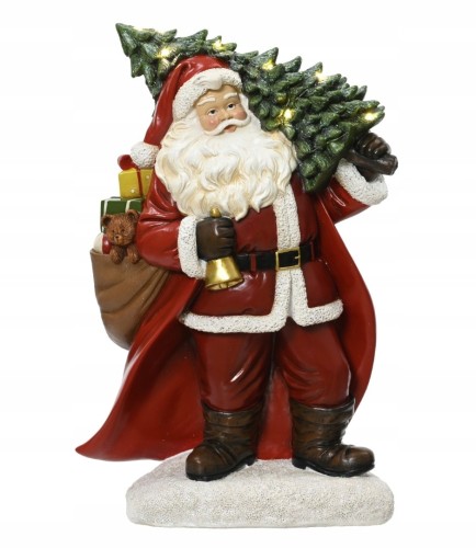 Figurka Świąteczna tworzywo sztuczne Święty Mikołaj czerwony LED 38cm 1szt