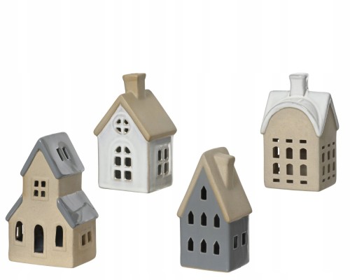 Figurka świąteczna porcelanowa domek różne kolory 17,9 cm 1szt