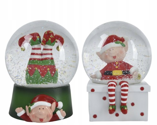 Figurka świąteczna kula śnieżna tworzywo sztuczne elf 10,5x13,5 cm 1szt