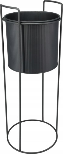 Doniczka na stojaku metalowa duża 18,7x50,8 cm czarna matowa