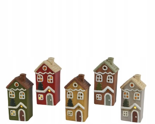 Figurka świąteczna domek terakota ozdobny LED 7,8x17,6cm 1szt