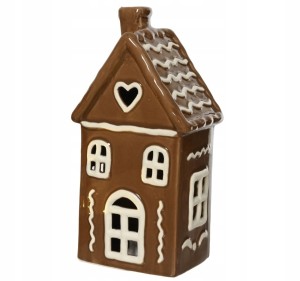 Figurka świąteczna porcelanowa domek z piernika LED 8,8x16,7cm 1szt