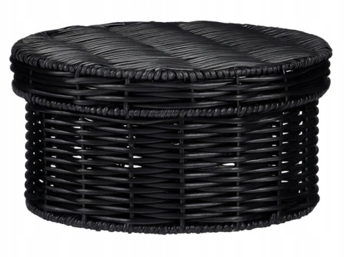 Kosz do przechowywania wiklinowy okrągły z pokrywką 22x38 cm czarny