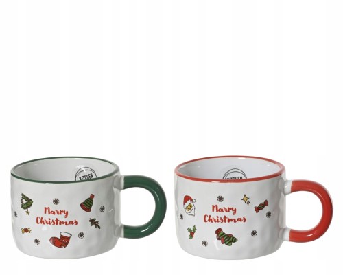 Kubek świąteczny porcelanowy czerwony zielony 250ml 1szt