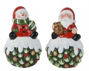 Figurka świąteczna Święty Mikołaj bałwan terakota 12,5cm 1szt