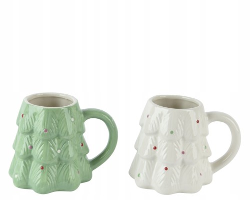 Kubek świąteczny z dolomitu choinka biały zielony 300 ml 1szt