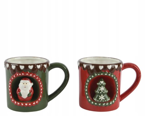 Kubek świąteczny z dolomitu Święty Mikołaj Choinka 350ml 1szt