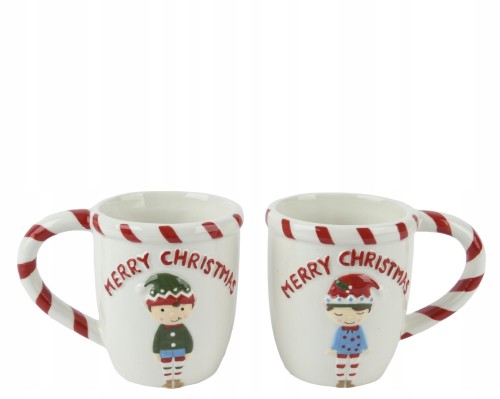 Kubek świąteczny z dolomitu biały czerwony elf 300ml 1szt