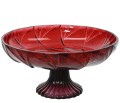 Patera na nóżce szklana czerwona ozdobna na ciasto owoce 20 cm 1szt