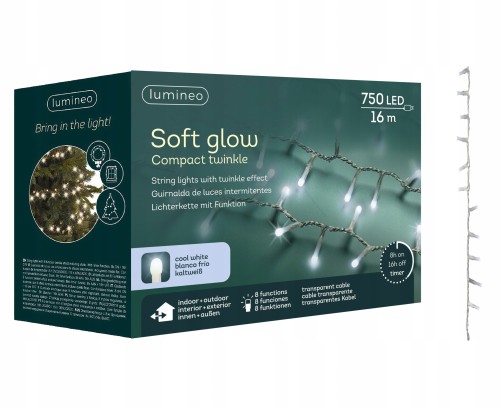 Lampki choinkowe światełka świąteczne 750 LED zimny biały 16m