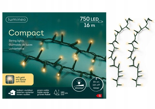 Lampki choinkowe światełka świąteczne 750 LED ciepły biały 16m