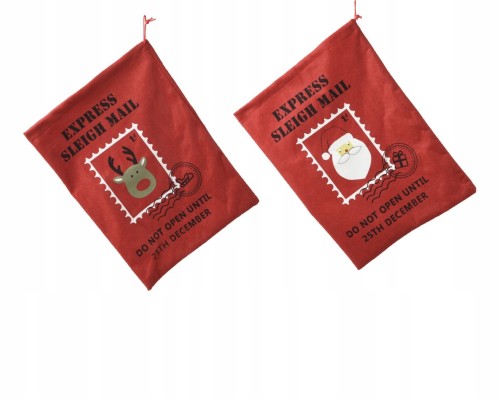 Worek na prezenty poliestrowy czerwony Święty Mikołaj 30x40cm 1szt