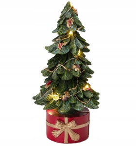 Figurka świąteczna mini choinka w doniczce tworzywo sztuczne LED 27cm 1szt