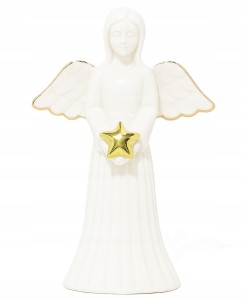 Figurka świąteczna z dolomitu Anioł stojący Biały 14cm 1szt
