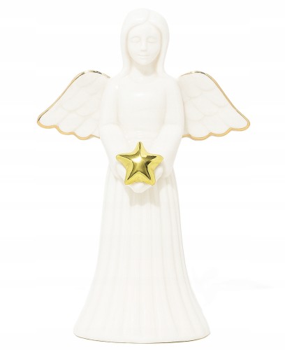 Figurka świąteczna z dolomitu Anioł stojący Biały 14cm 1szt