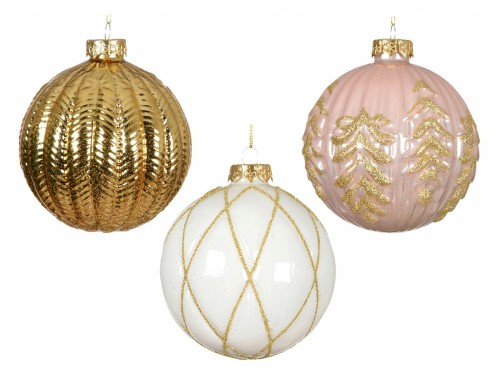 Bombka choinkowa szklana dekorowana okrągła duża 10cm 1szt