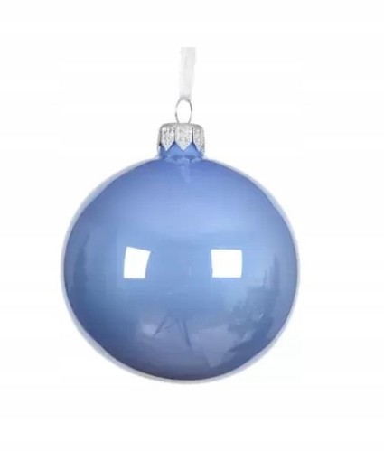 Bombka choinkowa szklana niebieska duża 10 cm 1szt.