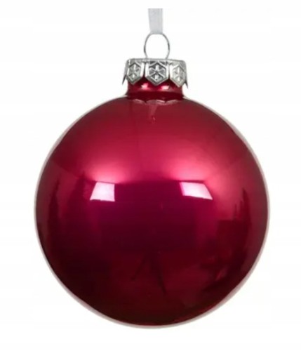 Bombka choinkowa szklana połysk 8 cm czerwona 1 szt.