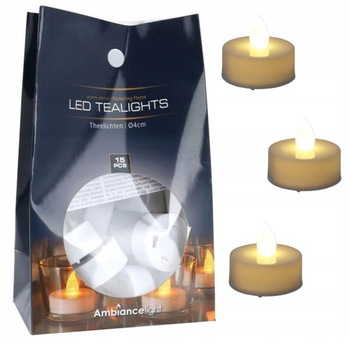Zestaw 15 sztuk świece LED na baterie ciepły białe mini 3,5x4cm