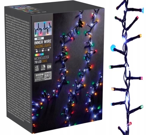 Lampki choinkowe łańcuch świetlny kolorowy 710 LED 10m