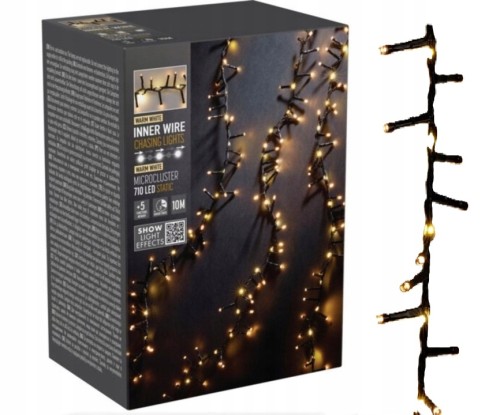 Lampki choinkowe łańcuch świetlny ciepły biały 710 LED 10m