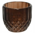 Świecznik ozdobny szklany transparentny ryflowany 6x5,2cm 1szt