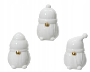 Figurka świąteczna porcelanowa skrzat gnom biały basic 5,5x7,5cm 1szt