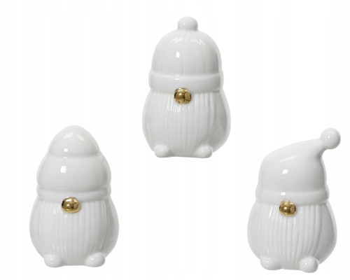 Figurka świąteczna porcelanowa skrzat gnom biały basic 5,5x7,5cm 1szt