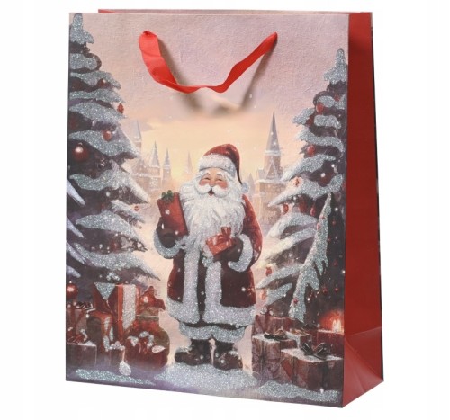 Torba świąteczna prezentowa papierowa Święty Mikołaj 18x24 cm 1szt