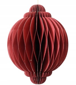 Bombka choinkowa zawieszka papierowa czerwona duża kształtka 20cm 1szt