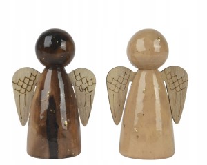 Figurka świąteczna drewniana aniołek brązowy minimalistyczny 12cm 1szt