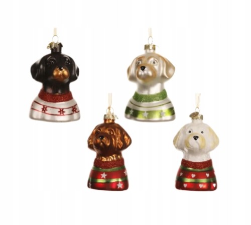 Bombka choinkowa szklana głowa psa mix kolorów 8,8 cm 1 szt.