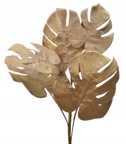 Gałązka ozdobna sztuczna monstera złota duża 72cm 1szt