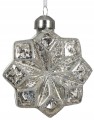 Bombka choinkowa szklana kształtka śnieżynka czerwona srebrna 8cm 1szt
