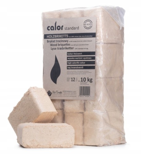 Brykiet kominkowy 10 kg wartość opałowa 17,5-18,46 MJ/kg S
