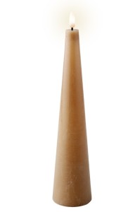 Świeca LED woskowa dekoracyjna stożek brązowa na baterie 27,8cm 1szt
