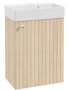 Szafka łazienkowa wisząca z umywalką Dąb Vicenza i uchwytem chrom 50x70cm Kiara