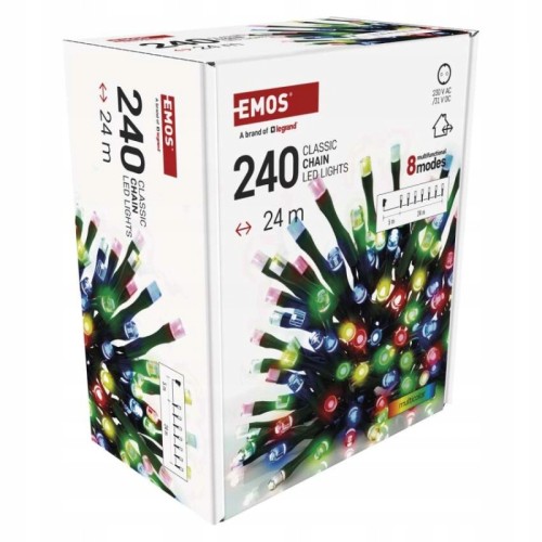 Lampki choinkowe łańcuch świetlny kolorowy 240 Diod LED 24m