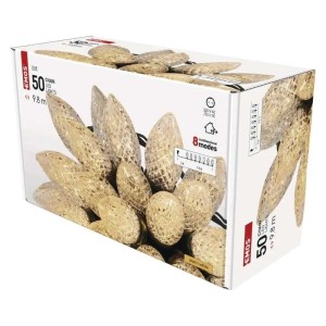 Lampki choinkowe łańcuch świetlny ciepły biały szyszki 50 Diod LED 9,8m