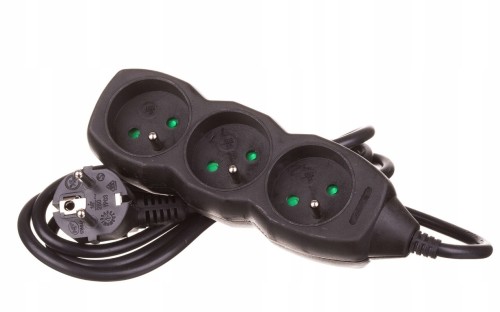 Przedłużacz 3 gniazdowy 1,5 m grafitowy przewód 3x1,0mm OWY